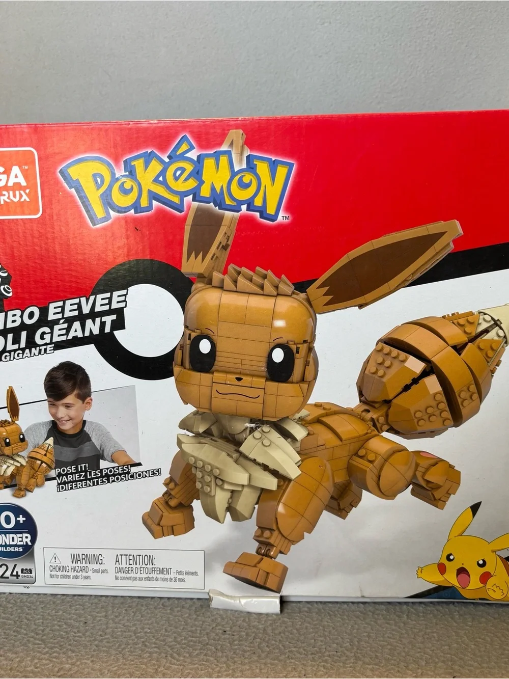 Mega Construx Pokemon Jumbo Eevee Building Set Brown Eevee Collectible open box